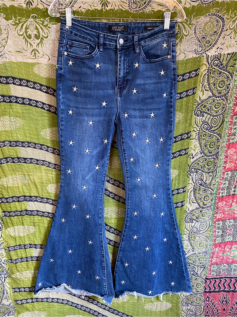 Judy Blue Embroidered Sabrina Star Super Flare Denim Jeans 28 California Casual - Picture 2 of 16